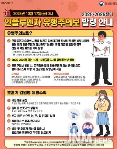 남원시, 2025-2026절기 인플루엔자 유행주의보 발령