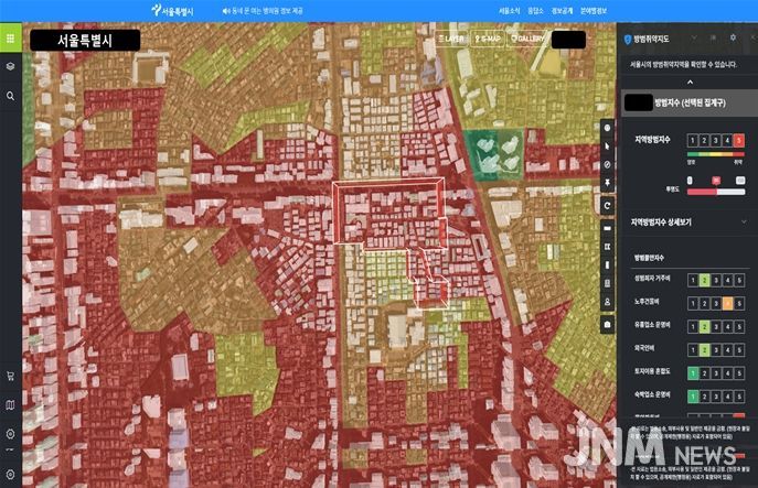 S-Map 방범예측지수 서비스 화면