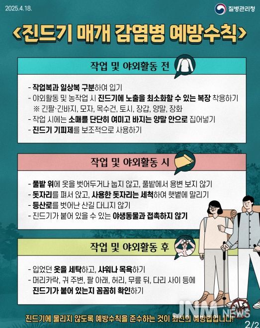 진드기 매개 감염병 예방수칙 안내문.