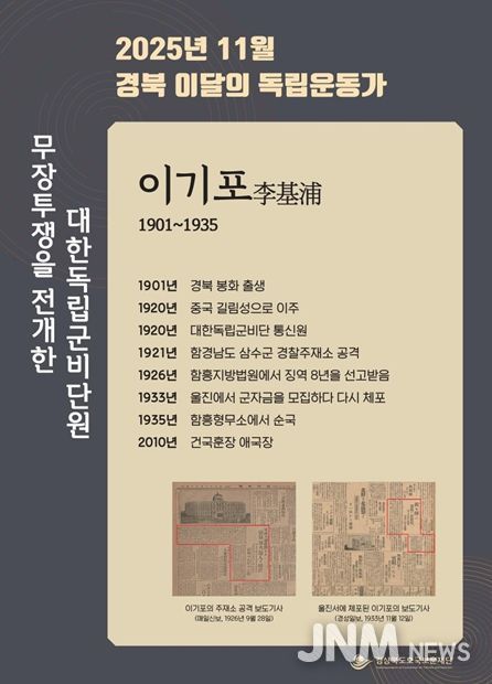 2025년 경북 11월의 독립운동가 이기포 포스터