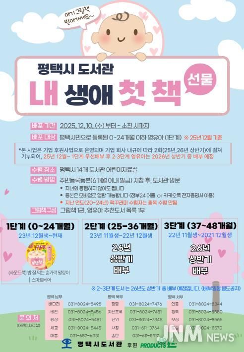 평택시도서관 아기를 위한 2025년 '내 생애 첫 책 선물' 추진