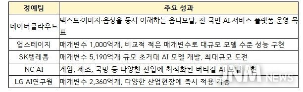 5개 정예팀 주요 성과 및 특징