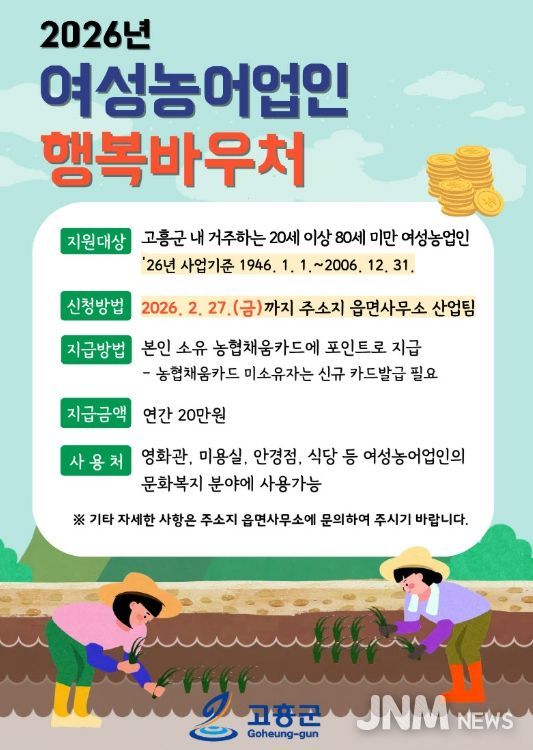 ‘여성농어업인 행복바우처’ 신청·접수