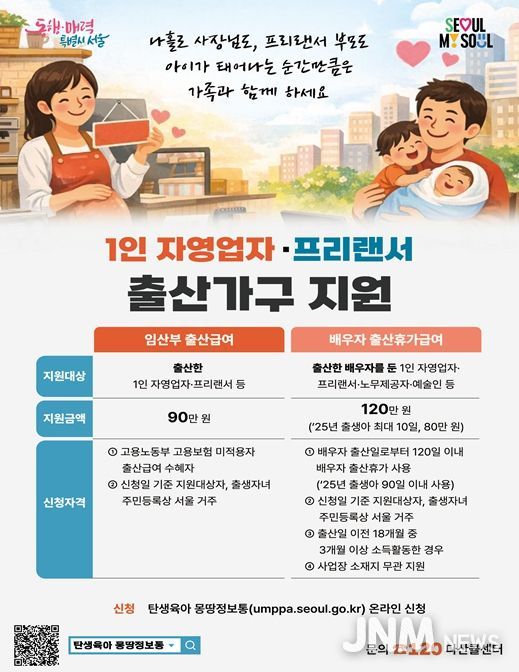 1인 자영업자ㆍ프리랜서 출산가구 지원 홍보물