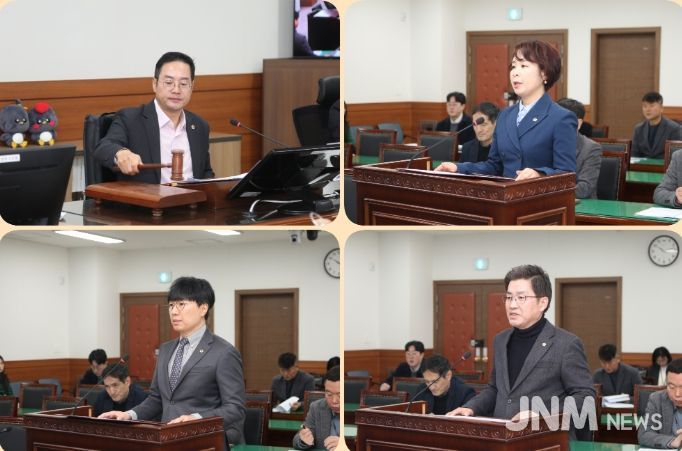 왼쪽부터 시계방향 : 한근수 위원장, 정현미 의원, 김동훈 의원, 원주영 의원