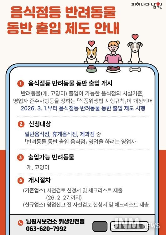 ‘반려동물 동반 출입 음식점 등 제도’시행